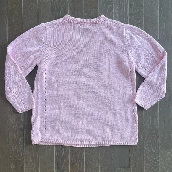 L.L. Bean Vintage Women's Cotton Blend Light Pink V-Neck Sweater - Picture 3 of 3
